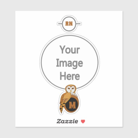 Elegant Barn Owl Monogram Sticker (Vel)