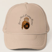Elegant Barn Owl Monogram Trucker Pet (Voorkant)