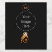 Elegant Barn Owl Monogram Wijn Etiket (Enkel label)