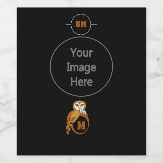 Elegant Barn Owl Monogram Wijn Etiket (Enkel label)