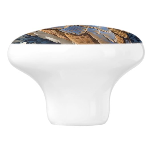 Elegant Barn Owl William Morris Inspired Floral Keramische Knop (Zijkant)