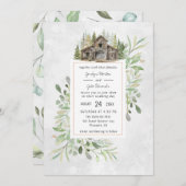 Elegant Barn | Uitnodiging tot Waterverf bruiloft (Voorkant / Achterkant)