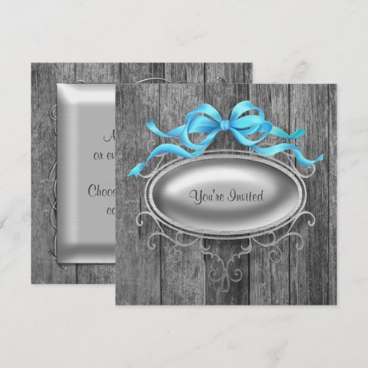 Elegant Barn Wood Party Invitation Sjabloon Kaart (Voorkant / Achterkant)