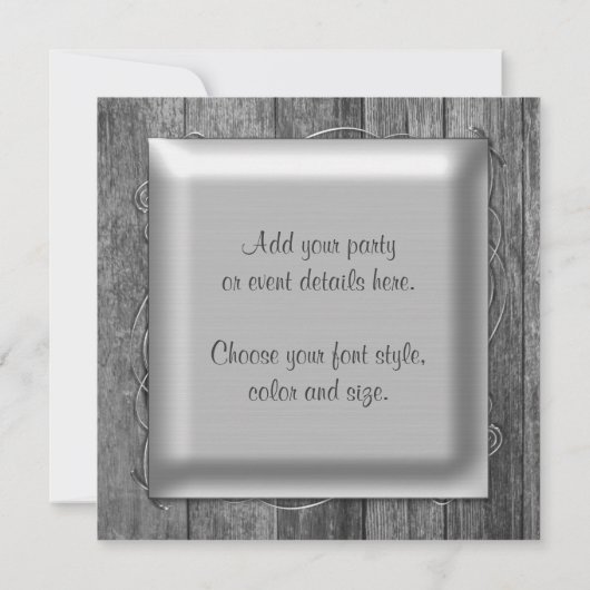 Elegant Barn Wood Party Invitation Sjabloon Kaart (Achterkant)