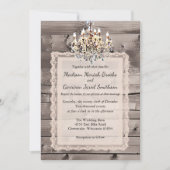 Elegant barnbruiloft met kant en kroonluchter kaart (Voorkant)