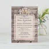 Elegant barnbruiloft met kant en kroonluchter kaart (Staand voorkant)