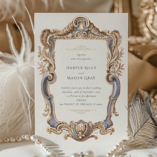 Elegant Barok Bruiloft Lijst Uitnodiging