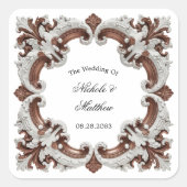 Elegant barok bruiloft Lijst Vierkante Sticker (Voorkant)
