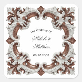 Elegant barok bruiloft Lijst Vierkante Sticker
