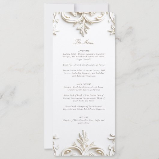 Elegant Barok Bruiloft Menu Kaart (Voorkant)