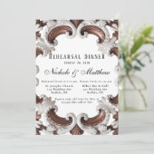 Elegant barok bruiloft repetitie diner kaart (Staand voorkant)