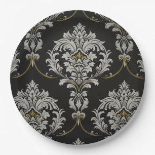 Elegant barok damast papieren bordje