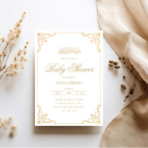 Elegant Barok Gold Script Moslim Baby shower Kaart