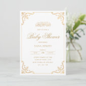 Elegant Barok Gold Script Moslim Baby shower Kaart (Staand voorkant)