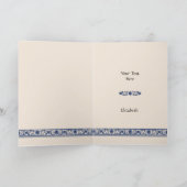 Elegant Barok Kant op Blauw Bedankkaart (Binnen)