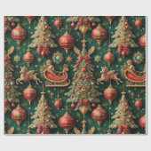 Elegant barok kerstinpakpapier cadeaupapier (Vlak)