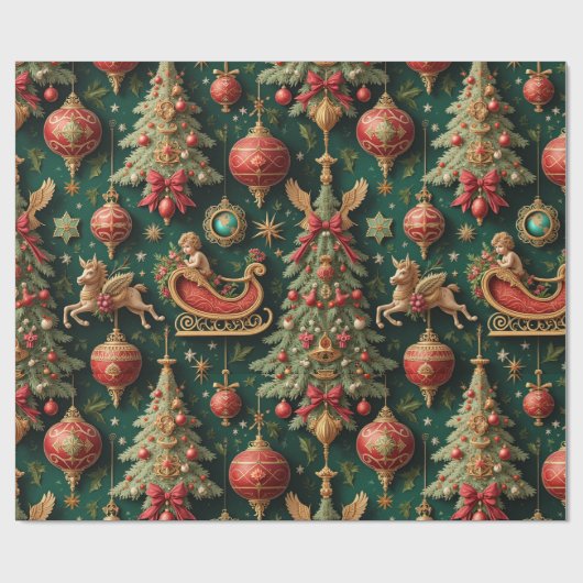 Elegant barok kerstinpakpapier cadeaupapier (Vlak)