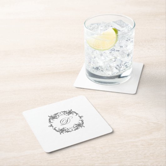 Elegant barok Lijst met uw Monogram Initiaal Kartonnen Onderzetters (Insitu)