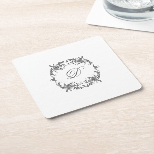 Elegant barok Lijst met uw Monogram Initiaal Kartonnen Onderzetters (Schuin)