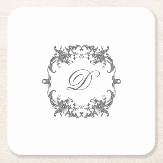 Elegant barok Lijst met uw Monogram Initiaal Kartonnen Onderzetters (Voorkant)