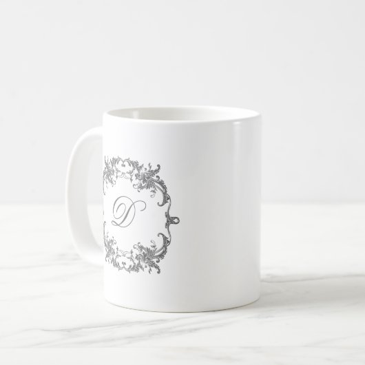 Elegant barok Lijst met uw Monogram Initiaal Koffiemok (Voorkant links)