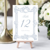  Elegant Barok Lijst Stoffig Blauw Bruiloft Kaart