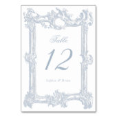 Elegant Barok Lijst Stoffig Blauw Bruiloft Kaart (Voorkant)