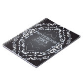 Elegant Barok Luxe Chique Zwart en Zilver Jaar Notitieboek (Linkerzijde)