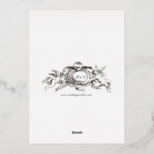 Elegant Barok Rococo 1746 Lijst Border Bruiloft Folie Uitnodiging (Achterkant)