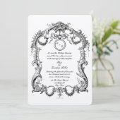 Elegant Barok Rococo 1746 Lijst Border Bruiloft Kaart (Staand voorkant)