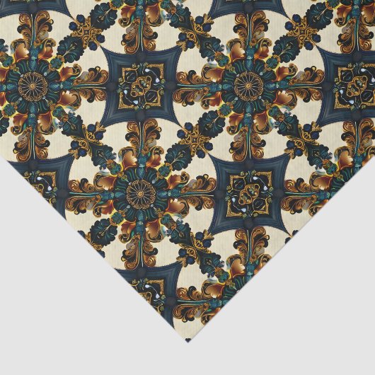 Elegant Barok & Rococo naadloos bloemenpatroon Tissuepapier (Detail)