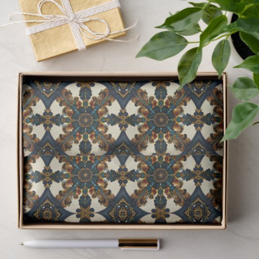 Elegant Barok & Rococo naadloos bloemenpatroon Tissuepapier (Geschenk)