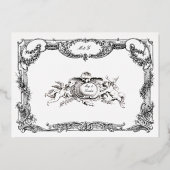 Elegant Barok Rococo Roos Bloemengrens Bruiloft Folie Uitnodiging (Achterkant)