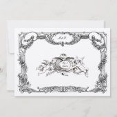 Elegant Barok Rococo Roos Bloemengrens Bruiloft Kaart (Achterkant)