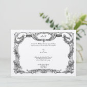 Elegant Barok Rococo Roos Bloemengrens Bruiloft Kaart (Staand voorkant)