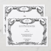 Elegant Barok Rococo Roos Bloemengrens Bruiloft Kaart (Voorkant / Achterkant)