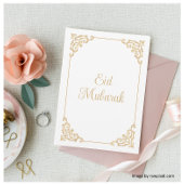 Elegant Barok Script Wit Goud Eid Mubarak Feestdagenkaart