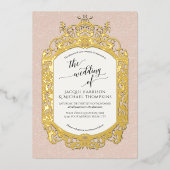 Elegant Barok Scrollwork Blush Roze Goud Folie Uitnodiging (Voorkant)