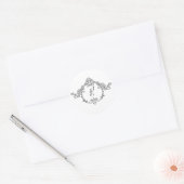 Elegant barok sierlijk krullend monogram ronde sticker (Envelop)