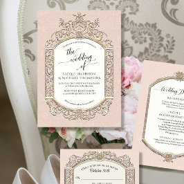 Elegant Barok Victoriaans Blush Roze Goud Kaart