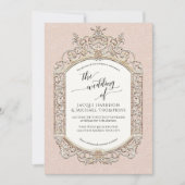 Elegant  Barok Victoriaans Blush Roze Goud Kaart (Voorkant)