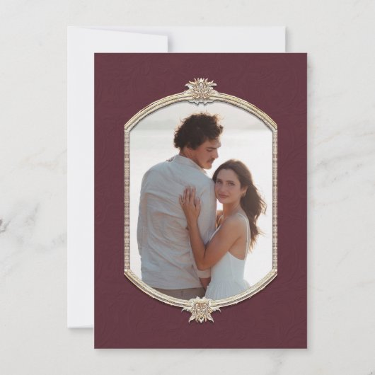 Elegant Barok Victoriaans Bourgogne Goud Kaart (Achterkant)