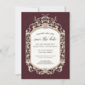 Elegant  Barok Victoriaans Bourgogne Goud Kaart (Voorkant)