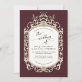 Elegant  Barok Victoriaans Bourgogne Goud Kaart (Voorkant)