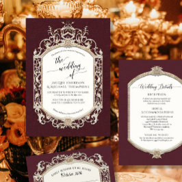 Elegant  Barok Victoriaans Bourgogne Goud Kaart