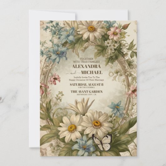 Elegant  Barok Victoriaans Cream Ecru Gold Kaart (Voorkant)