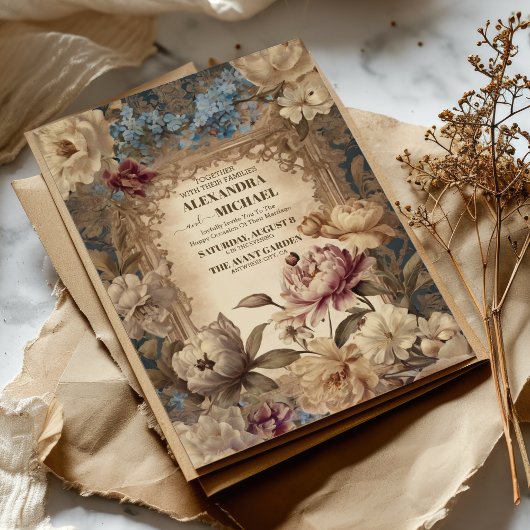 Elegant  Barok Victoriaans Cream Ecru Gold Kaart