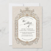 Elegant  Barok Victoriaans Cream Ecru Gold Kaart (Voorkant)