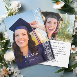 Elegant Barok Victoriaans Kant Afstuderen Foto Bedankkaart