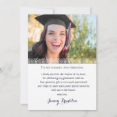 Elegant Barok Victoriaans Kant Afstuderen Foto Bedankkaart (Achterkant)